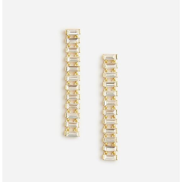 NWT J. Crew Baguette Chain Earrings Gold - Picture 1 of 4